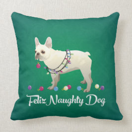 French Bulldog Feliz Naughty Dog Weihnachten Kissen