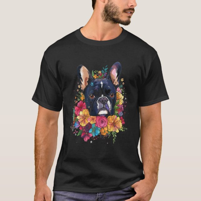 French Bulldog Flower Bouquet T-Shirt (Vorderseite)