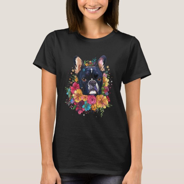 French Bulldog Flower Bouquet T-Shirt (Vorderseite)