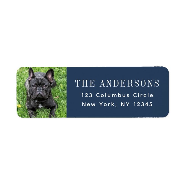 French Bulldog Foto Black Return Address Label (Vorne)