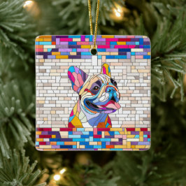 French Bulldog - Frenchie - buntes Mosaik Keramikornament