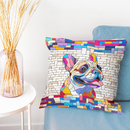 French Bulldog - Frenchie - buntes Mosaik Kissen