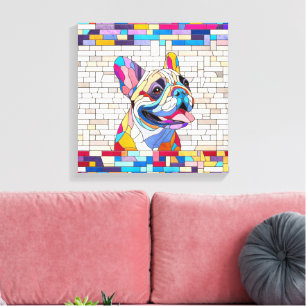French Bulldog - Frenchie - buntes Mosaik Leinwanddruck