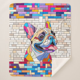 French Bulldog - Frenchie - buntes Mosaik Sherpadecke
