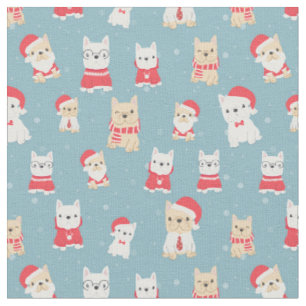 French Bulldog Frenchie Christmas Pattern Stoff