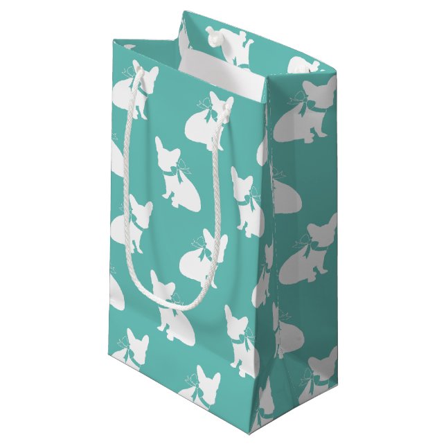 French Bulldog Frenchie Dog Puppy Frenchy Kleine Geschenktüte (Vorderseite Schrägansicht)