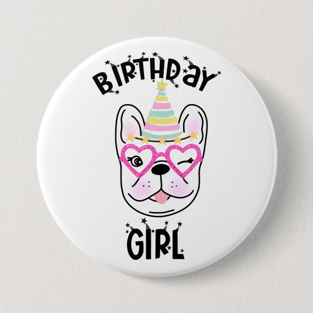 French Bulldog Frenchie Geburtstagsparty Button (Vorderseite)