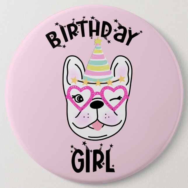 French Bulldog Frenchie Geburtstagsparty Button (Vorderseite)