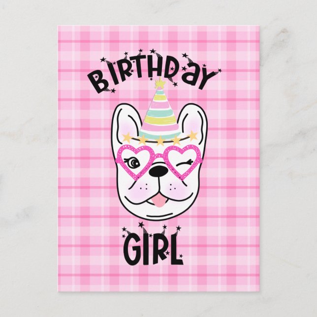 French Bulldog Frenchie Geburtstagsparty Postkarte (Vorderseite)