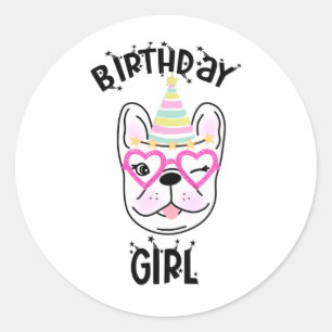 French Bulldog Frenchie Geburtstagsparty Runder Aufkleber