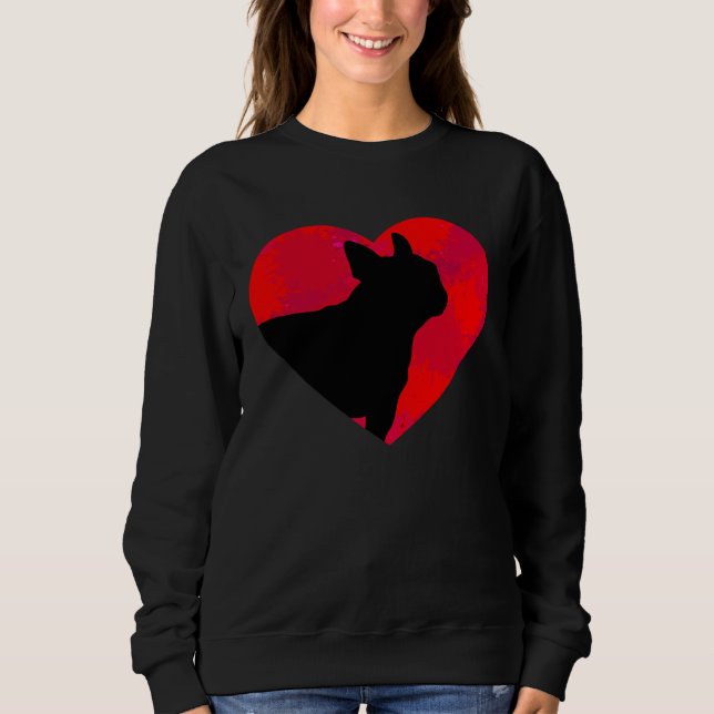 French Bulldog Frenchie Heart Valentine s Day Sweatshirt (Vorderseite)