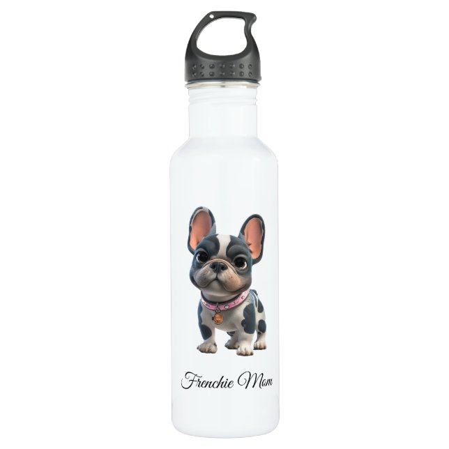 French Bulldog Frenchie Mom  Edelstahlflasche (Vorderseite)