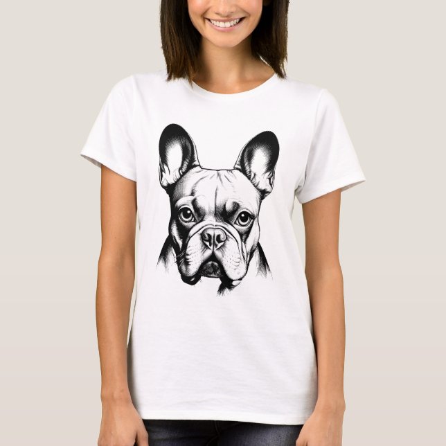 French Bulldog Frenchie Mom Pencil Sketch T-Shirt (Vorderseite)