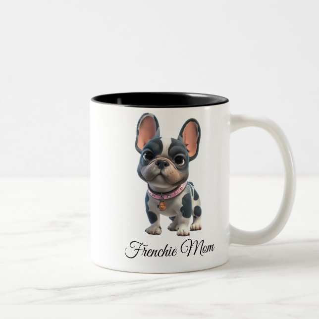 French Bulldog Frenchie Mom Zweifarbige Tasse (Rechts)