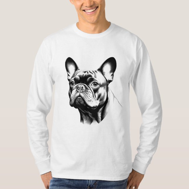 French Bulldog Frenchie Pencil Sketch Art T-Shirt (Vorderseite)