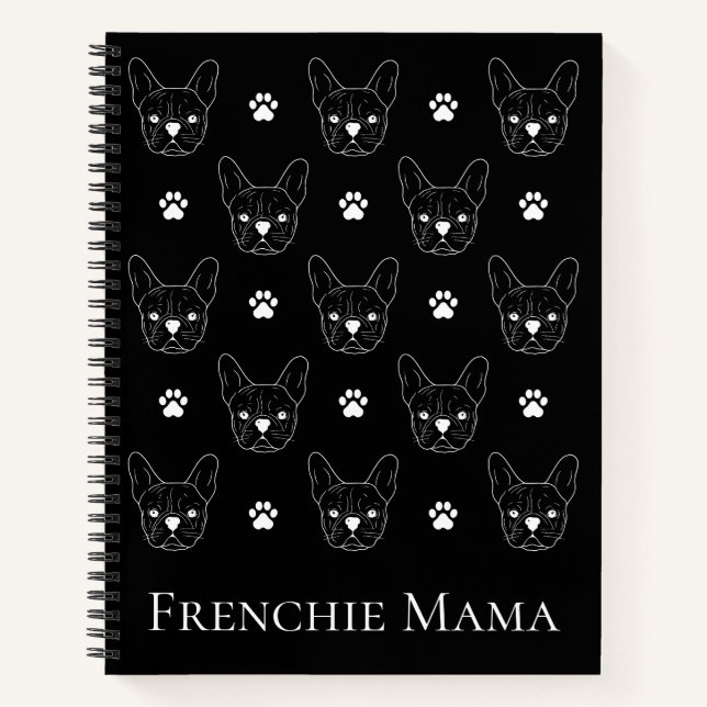 French Bulldog Frenchie Personalisiertes Muster Sc Notizbuch (Vorderseite)