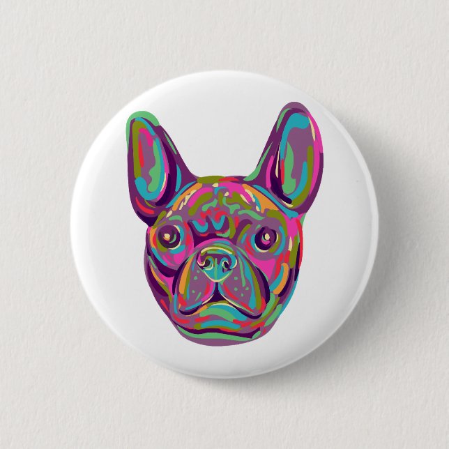 French Bulldog Frenchie Pop Art Button (Vorderseite)