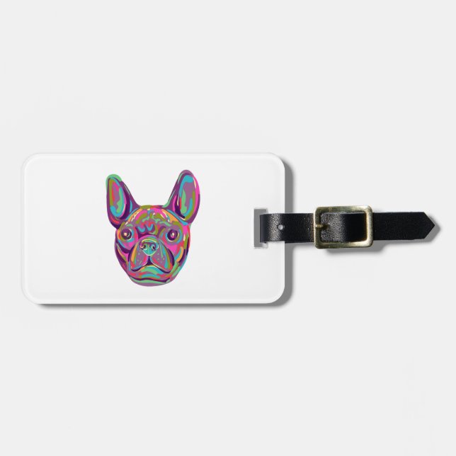 French Bulldog Frenchie Pop Art Gepäckanhänger (Vorderseite horizontal)