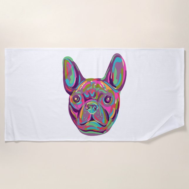 French Bulldog Frenchie Pop Art Strandtuch (Vorderseite)
