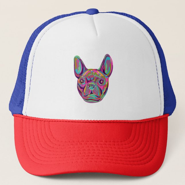 French Bulldog Frenchie Pop Art Truckerkappe (Vorderseite)