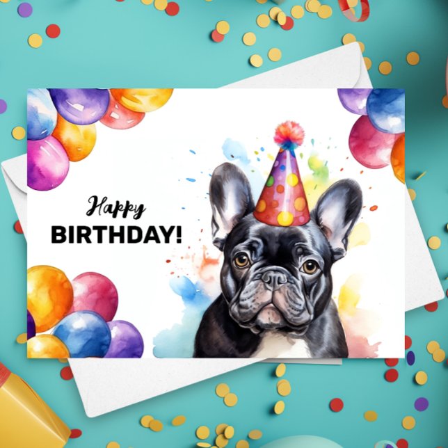 French Bulldog Frenchie Portrait Happy Birthday Karte (Von Creator hochgeladen)