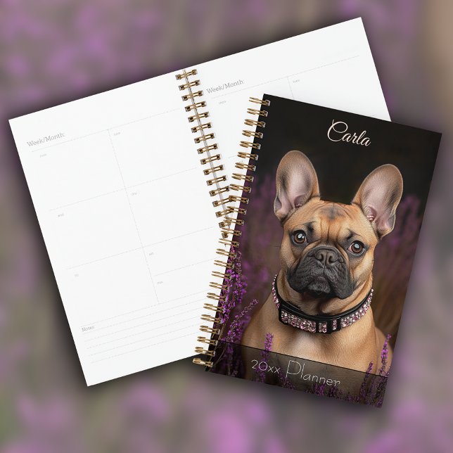 French Bulldog Frenchie Portrait Personalisiert Planer (French Bulldog Frenchie Portrait Personalized Planner)