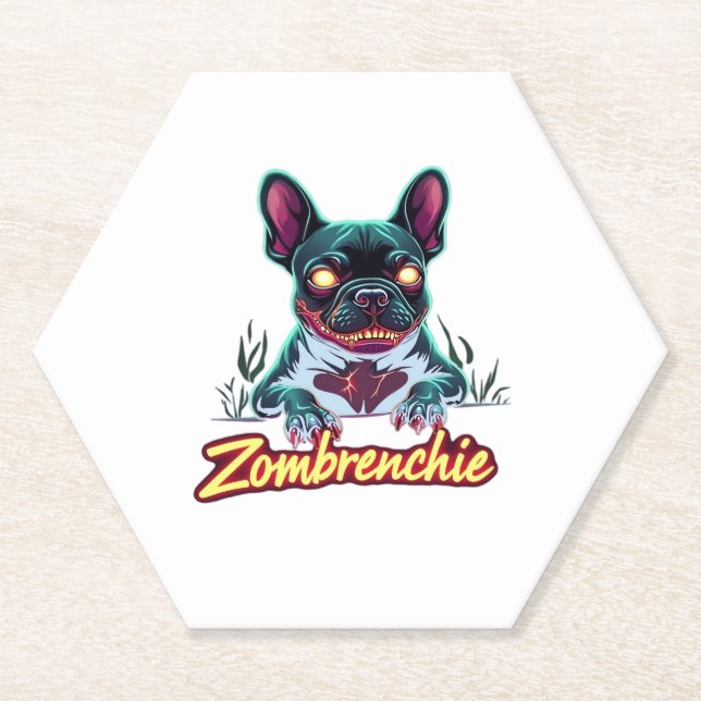 French Bulldog Frenchie Zombie Dog Halloween Essen Untersetzer (Vorderseite)