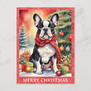French Bulldog Frohe Weihnachten Niedlicher Welpen Postkarte