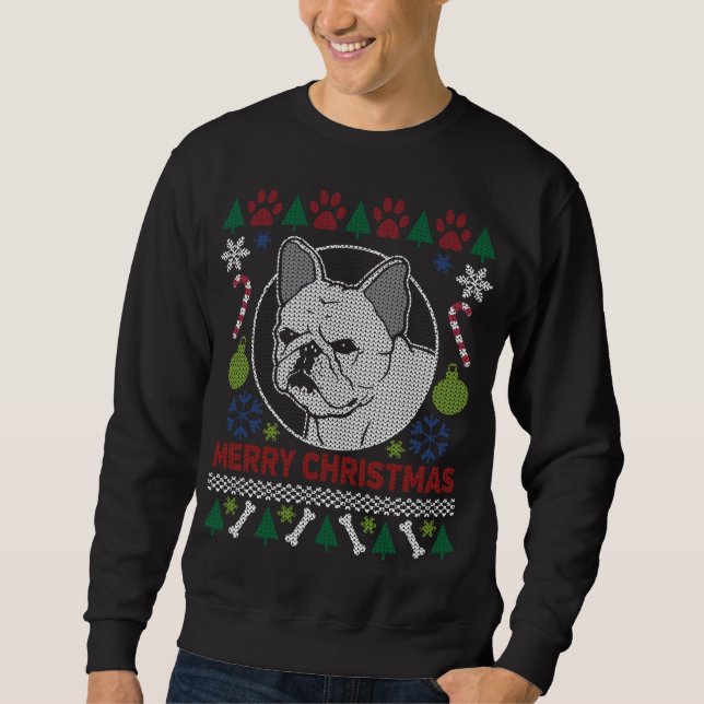 French Bulldog Frohe Weihnachten Ugly Sweatshirt (Vorderseite)