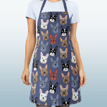 French Bulldog Fun Dusty Blue Dog Schürze<br><div class="desc">Ein lustiges kleines französisches Bulldog oder französisches Muster auf einem staubigen blauen Hintergrund. Ideal für alle Hundefreunde. Originelle Kunst von Nic Squirrell.</div>