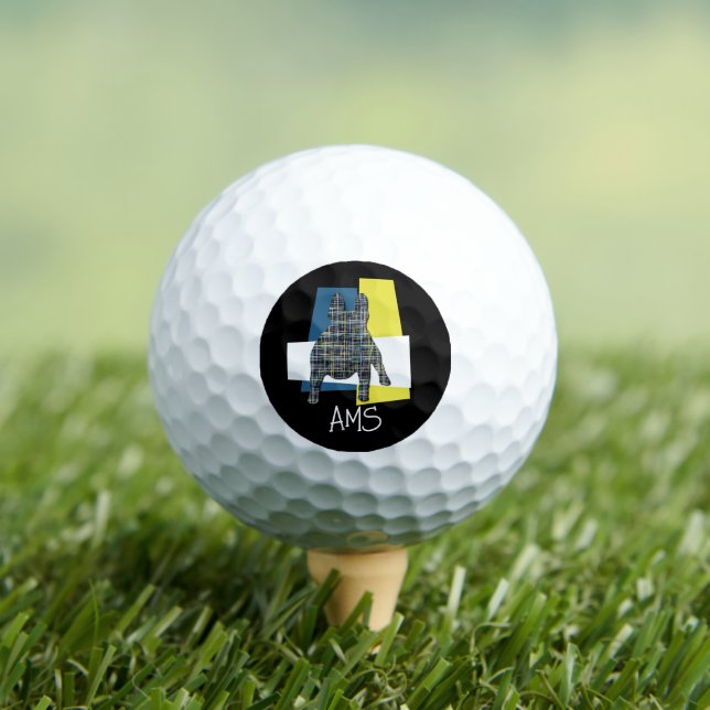 French Bulldog Fun Monogram Silhouette Black Golfball (Insitu T-Shirt)