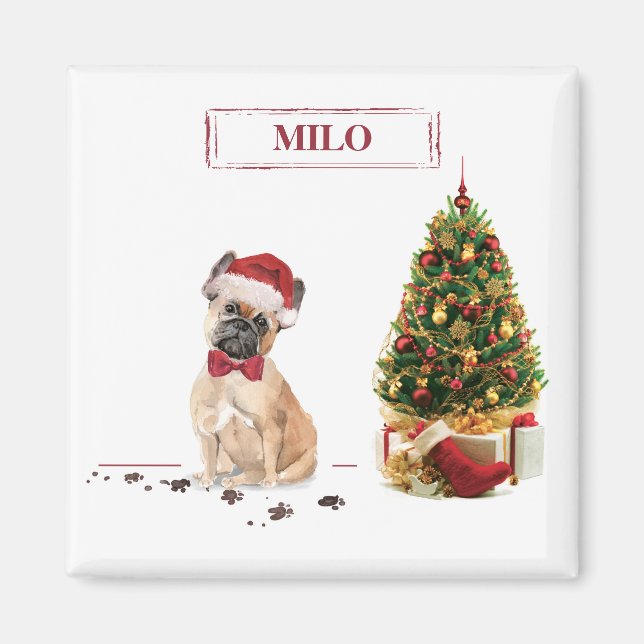 French Bulldog Funny Christmas Dog mit Baum Magnet (Vorne)