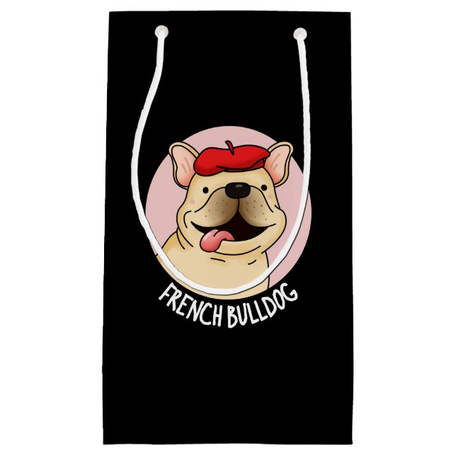 French Bulldog Funny Dog Pun Dark BG Kleine Geschenktüte (Vorderseite)
