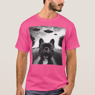 French Bulldog Funny Graphie Selfie mit Ufos Weir T-Shirt
