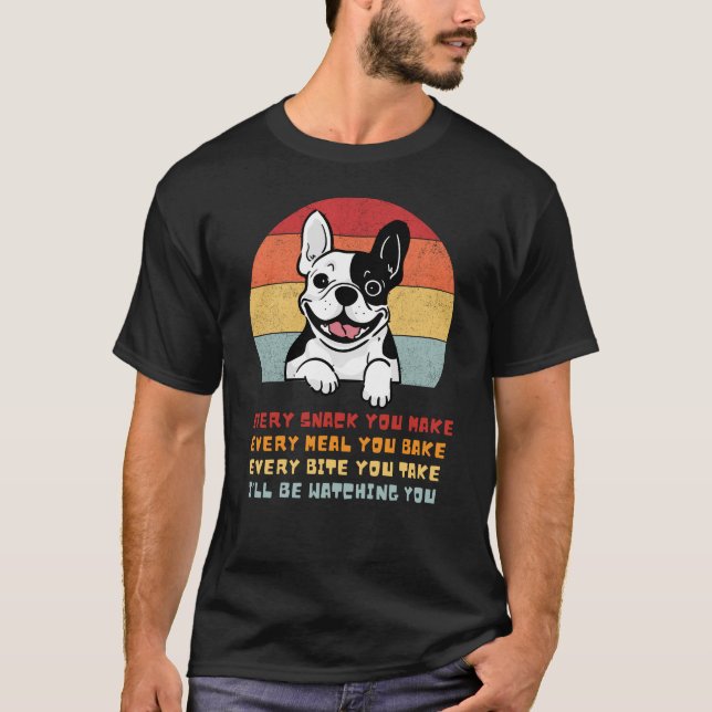 French Bulldog Funny guckt dir Parody T-Shirt (Vorderseite)