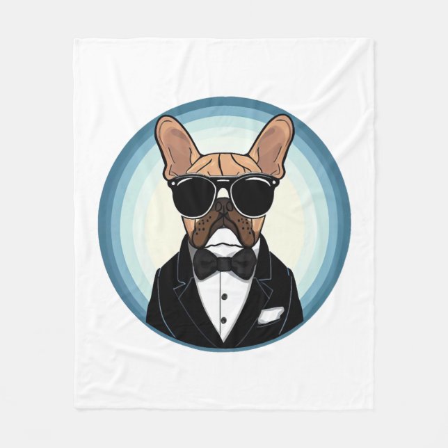 French Bulldog Funny Niedliche Kunst Fleecedecke (Vorderseite)