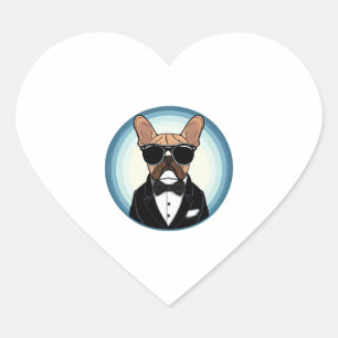 French Bulldog Funny Niedliche Kunst Herz-Aufkleber