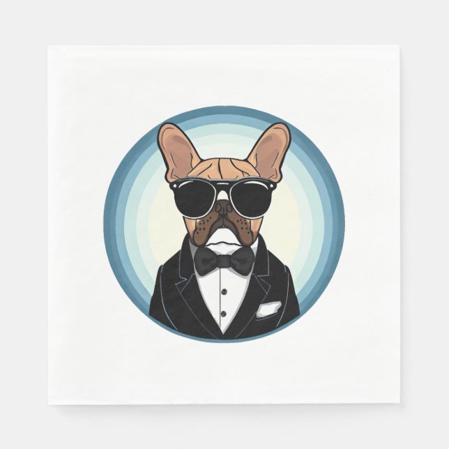 French Bulldog Funny Niedliche Kunst Serviette (Vorderseite)