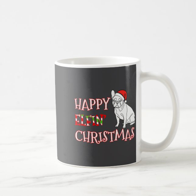 French Bulldog Funny Santa Hat Happy Elfin Christm Kaffeetasse (Rechts)