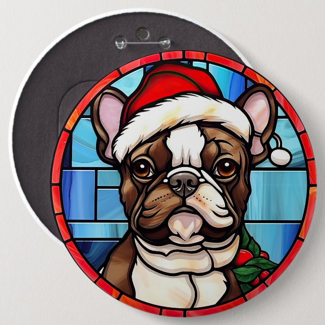 French Bulldog gesteinigtes Glass Weihnachten Button (Vorne & Hinten)