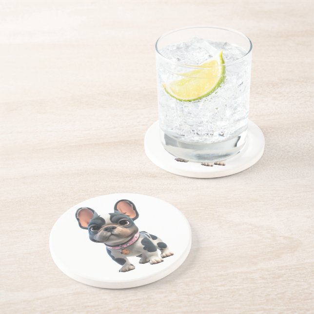French Bulldog Getränkeuntersetzer (Seite)