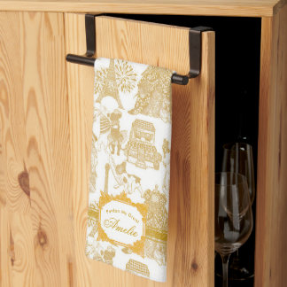FRENCH BULLDOG Gold Toile Geschirrtuch