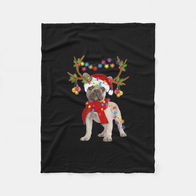 French Bulldog Gorgeous Rentier Weihnachtsbaum Fleecedecke (Vorderseite)