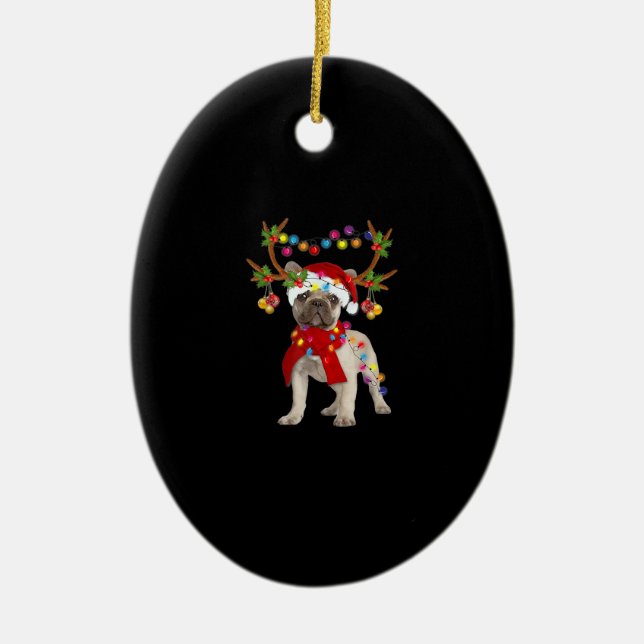 French Bulldog Gorgeous Rentier Weihnachtsbaum Keramik Ornament (Vorne)
