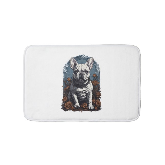 French Bulldog Gothic Floral Badematte (Vorderseite)