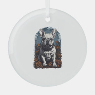 French Bulldog Gothic Floral Ornament Aus Glas