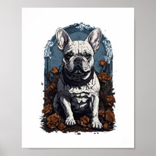 French Bulldog Gothic Floral Poster