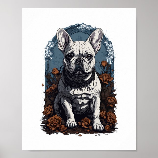 French Bulldog Gothic Floral Poster (Vorne)