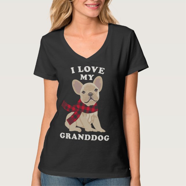 French Bulldog  Grandma Xmas  Fun Frenchie Granddo T-Shirt (Vorderseite)