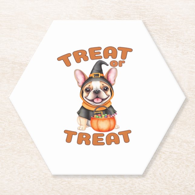 French Bulldog Halloween Dog Costume �Treat or Tre Untersetzer (Vorderseite)